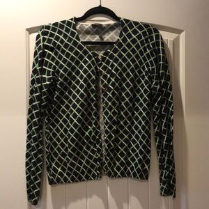 Talbots Blue/Green/White Lattice Cardigan